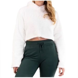 Balance Athletica White Womans Sherpa Crop Hoodie